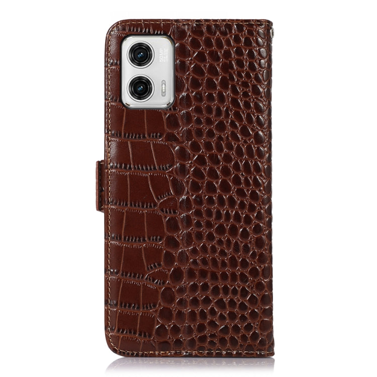 For Motorola Moto G73 5G Crocodile Top Layer Cowhide Leather Phone Case(Brown) - Motorola Cases by PMC TechLife | Online Shopping South Africa | PMC TechLife | Buy Now Pay Later Mobicred