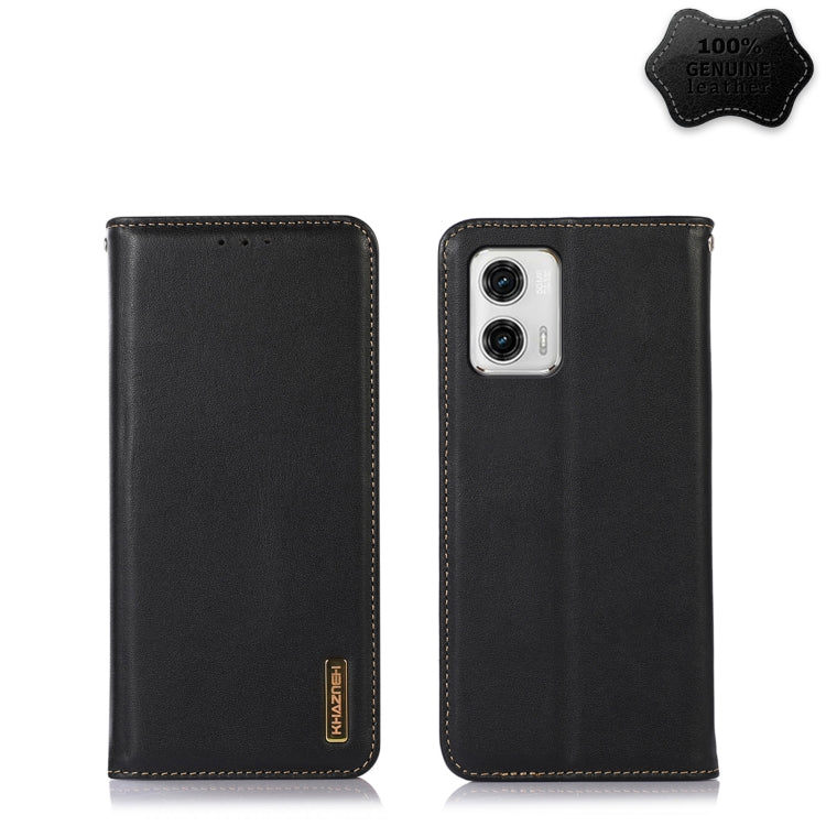 For Motorola Moto G73 5G KHAZNEH Nappa Top Layer Cowhide Leather Phone Case(Black) - free shipping - PMC TechLife - Order now!