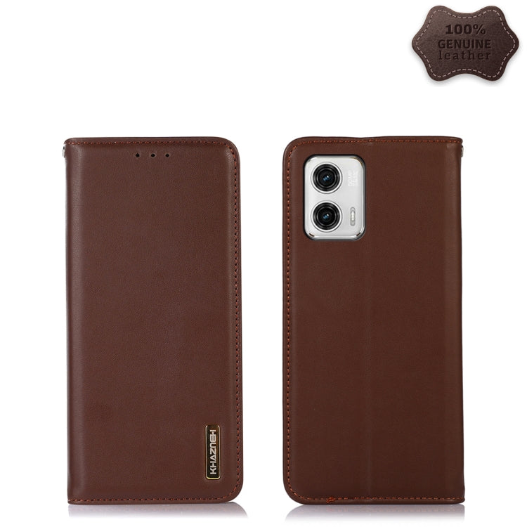 For Motorola Moto G73 5G KHAZNEH Nappa Top Layer Cowhide Leather Phone Case(Brown) - Motorola Cases by PMC TechLife | Online Shopping South Africa | PMC TechLife | Buy Now Pay Later Mobicred