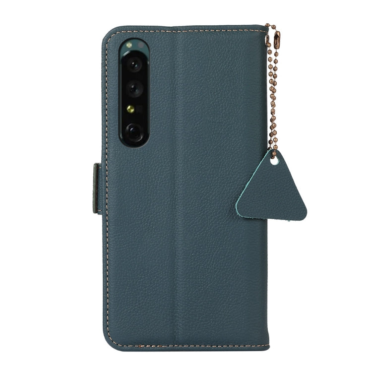 For Sony Xperia 1 IV Side-Magnetic TJ Genuine Leather RFID Phone Case(Green) - Sony Cases by PMC TechLife | Online Shopping South Africa | PMC TechLife | Buy Now Pay Later Mobicred
