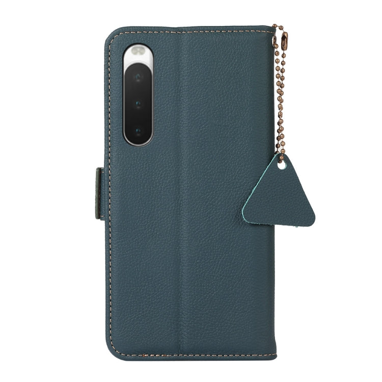 For Sony Xperia 10 IV Side-Magnetic TJ Genuine Leather RFID Phone Case(Green) - Sony Cases by PMC TechLife | Online Shopping South Africa | PMC TechLife | Buy Now Pay Later Mobicred
