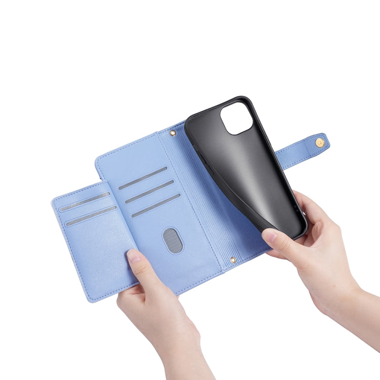 For Motorola Moto E13 4G Sheep Texture Cross-body Zipper Wallet Leather Phone Case(Blue) - Motorola Cases by PMC TechLife | Online Shopping South Africa | PMC TechLife | Buy Now Pay Later Mobicred