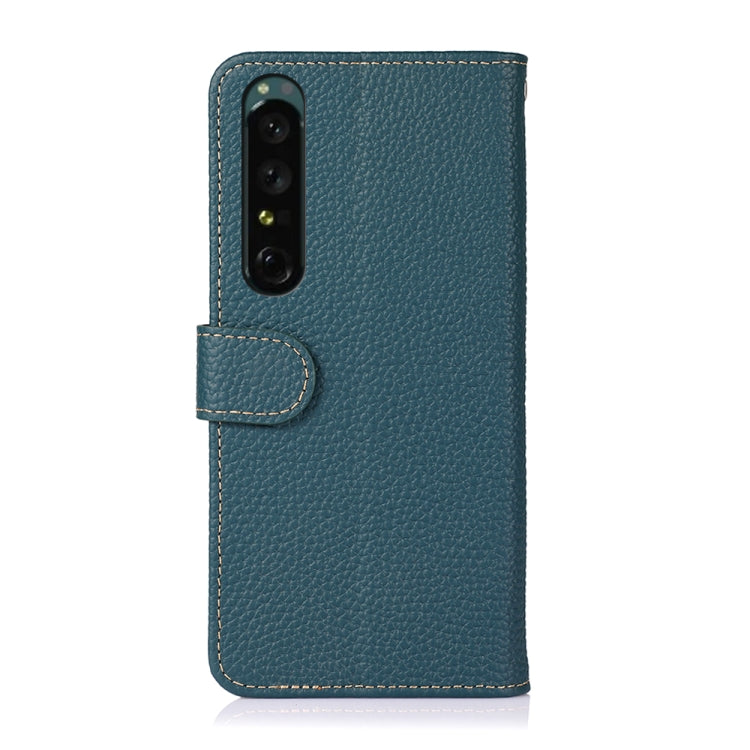For Sony Xperia 1 IV KHAZNEH Litchi Genuine Leather Phone Case(Green) - Sony Cases by PMC TechLife | Online Shopping South Africa | PMC TechLife | Buy Now Pay Later Mobicred