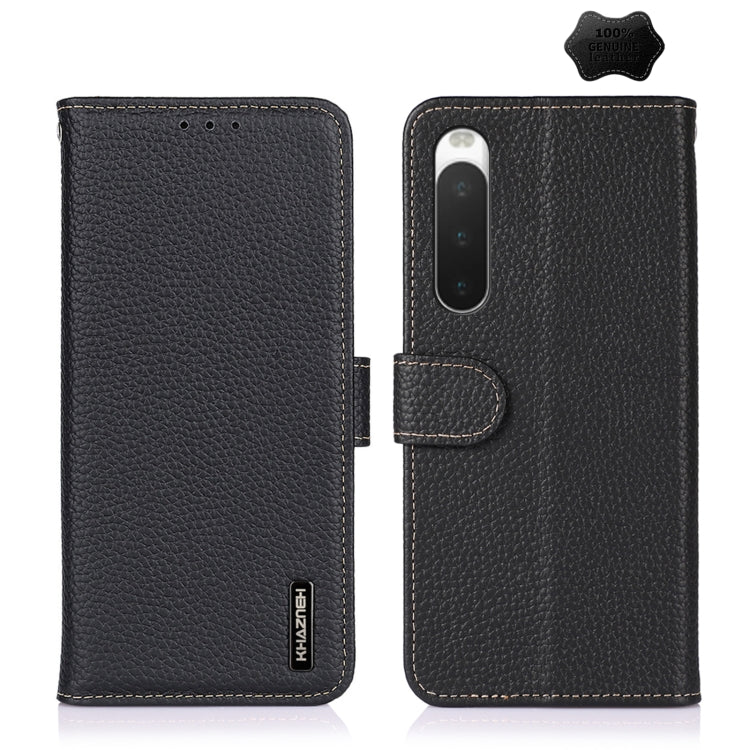 For Sony Xperia 10 IV KHAZNEH Litchi Genuine Leather Phone Case(Black) - Sony Cases by PMC TechLife | Online Shopping South Africa | PMC TechLife | Buy Now Pay Later Mobicred