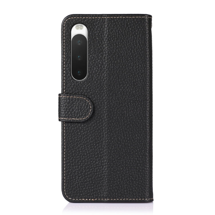 For Sony Xperia 10 IV KHAZNEH Litchi Genuine Leather Phone Case(Black) - Sony Cases by PMC TechLife | Online Shopping South Africa | PMC TechLife | Buy Now Pay Later Mobicred