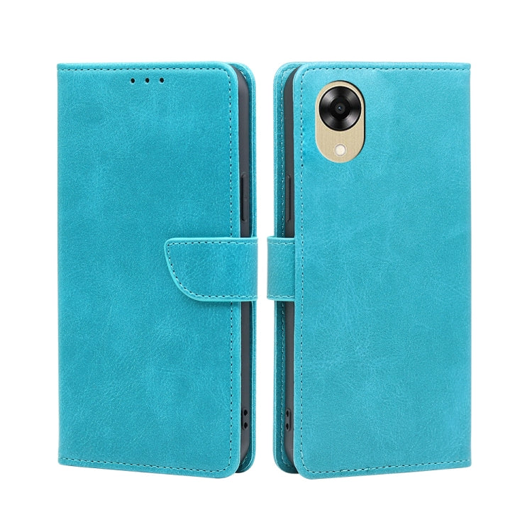 For OPPO A17k Calf Texture Buckle Flip Leather Phone Case(Light Blue) - OPPO Cases by PMC TechLife | Online Shopping South Africa | PMC TechLife