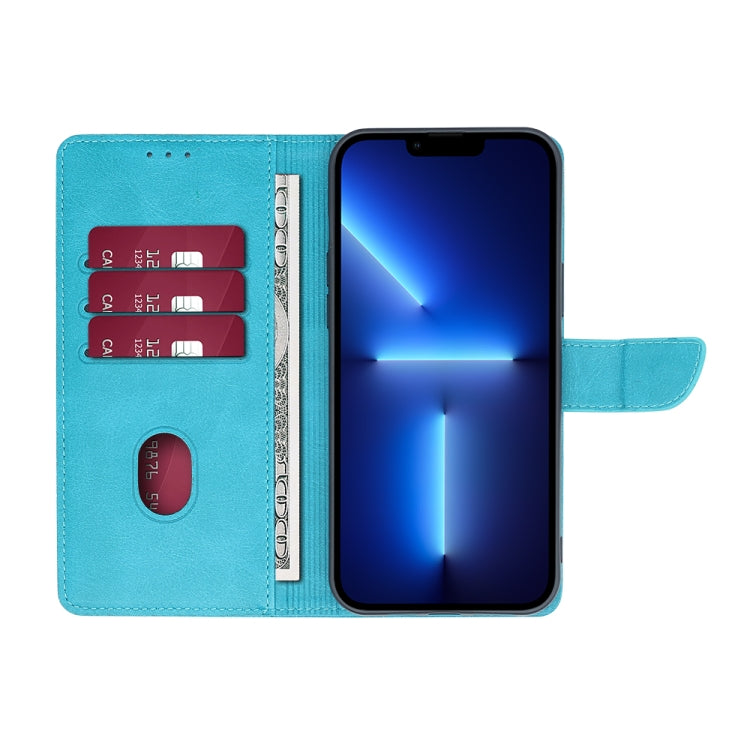 For OPPO A17k Calf Texture Buckle Flip Leather Phone Case(Light Blue) - OPPO Cases by PMC TechLife | Online Shopping South Africa | PMC TechLife