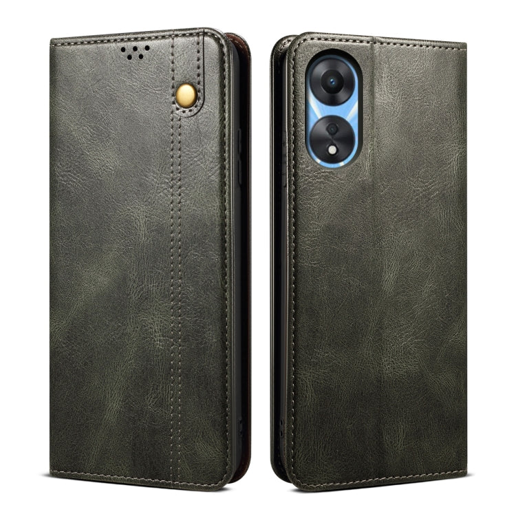 For OPPO A58 5G / A58x / A78 5G Oil Wax Crazy Horse Texture Leather Phone Case(Green) - OPPO Cases by PMC TechLife | Online Shopping South Africa | PMC TechLife | Buy Now Pay Later Mobicred