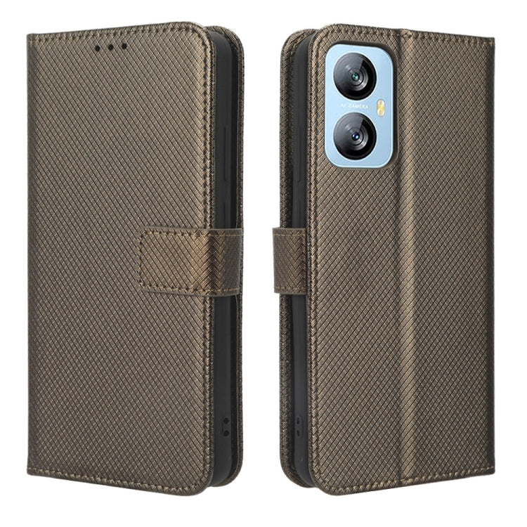For Blackview A52 Diamond Texture Leather Phone Case(Brown) - More Brand by PMC TechLife | Online Shopping South Africa | PMC TechLife | Buy Now Pay Later Mobicred