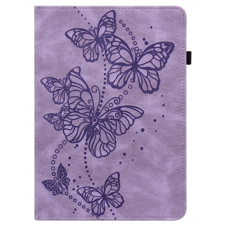 For Lenovo Tab M8 4th Gen Embossed Butterfly Pattern Leather Tablet Case(Purple) - Lenovo by PMC TechLife | Online Shopping South Africa | PMC TechLife | Buy Now Pay Later Mobicred