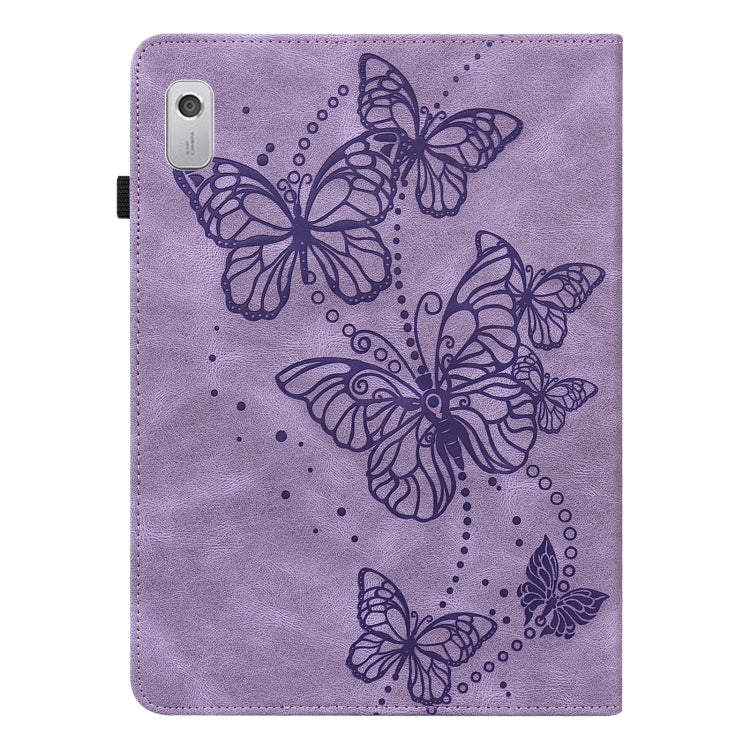 For Lenovo Tab M8 4th Gen Embossed Butterfly Pattern Leather Tablet Case(Purple) - Lenovo by PMC TechLife | Online Shopping South Africa | PMC TechLife | Buy Now Pay Later Mobicred