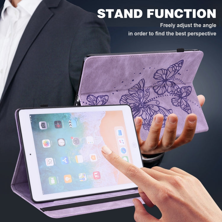 For Lenovo Tab M8 4th Gen Embossed Butterfly Pattern Leather Tablet Case(Purple) - Lenovo by PMC TechLife | Online Shopping South Africa | PMC TechLife | Buy Now Pay Later Mobicred