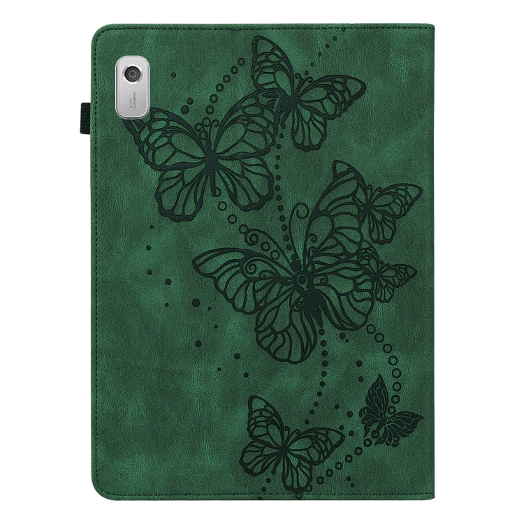 For Lenovo Tab M8 4th Gen Embossed Butterfly Pattern Leather Tablet Case(Green) - Lenovo by PMC TechLife | Online Shopping South Africa | PMC TechLife | Buy Now Pay Later Mobicred