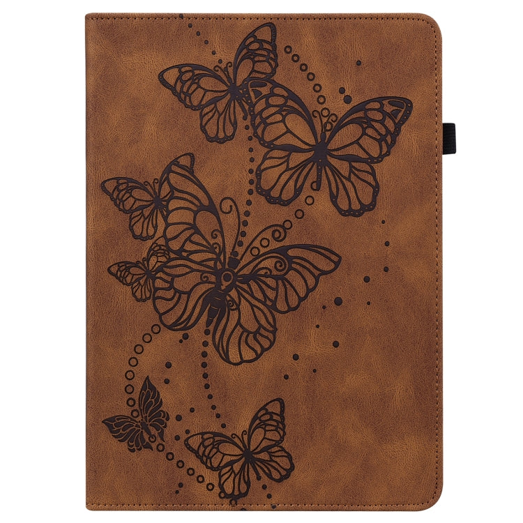 For Lenovo Tab M8 4th Gen Embossed Butterfly Pattern Leather Tablet Case(Brown) - Lenovo by PMC TechLife | Online Shopping South Africa | PMC TechLife | Buy Now Pay Later Mobicred