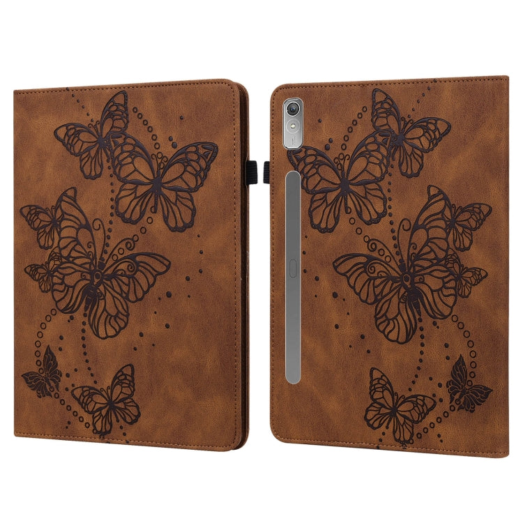 For Lenovo Pad Pro 2022 11.2 inch / Tab P11 Pro Gen 2 Embossed Butterfly Pattern Leather Tablet Case(Brown) - Lenovo by PMC TechLife | Online Shopping South Africa | PMC TechLife | Buy Now Pay Later Mobicred