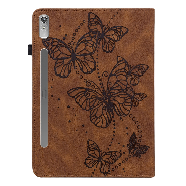 For Lenovo Pad Pro 2022 11.2 inch / Tab P11 Pro Gen 2 Embossed Butterfly Pattern Leather Tablet Case(Brown) - Lenovo by PMC TechLife | Online Shopping South Africa | PMC TechLife | Buy Now Pay Later Mobicred