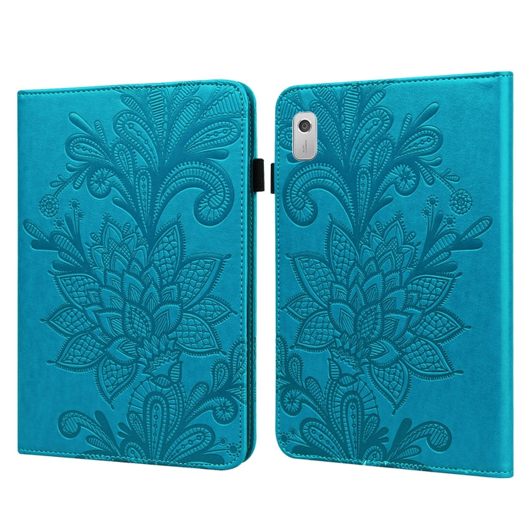 For Lenovo Tab M8 4th Gen Lace Flower Embossing Pattern Leather Tablet Case(Blue) - free shipping - PMC TechLife - Order now!