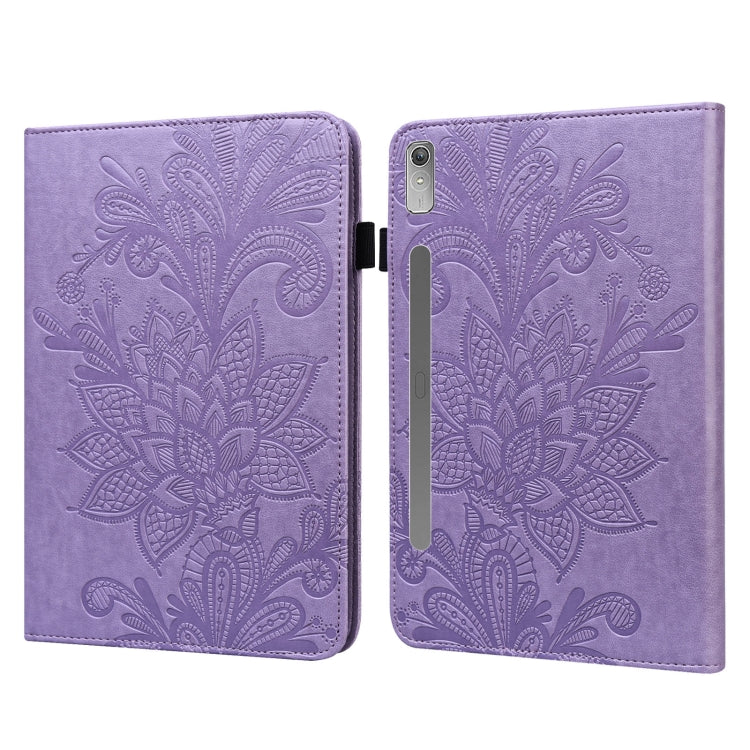 For Lenovo Pad Pro 2022 11.2 inch / Tab P11 Pro Gen 2 Lace Flower Embossing Pattern Leather Tablet Case(Purple) - Lenovo by PMC TechLife | Online Shopping South Africa | PMC TechLife | Buy Now Pay Later Mobicred