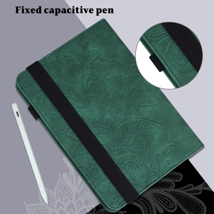 For Lenovo Pad Pro 2022 11.2 inch / Tab P11 Pro Gen 2 Lace Flower Embossing Pattern Leather Tablet Case(Green) - Lenovo by PMC TechLife | Online Shopping South Africa | PMC TechLife | Buy Now Pay Later Mobicred