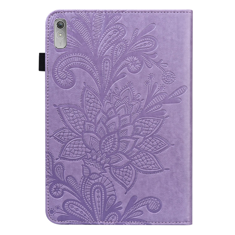 For Lenovo Pad Plus 2023 11.5 inch / Tab P11 Gen 2 Lace Flower Embossing Pattern Leather Tablet Case(Purple) - Lenovo by PMC TechLife | Online Shopping South Africa | PMC TechLife | Buy Now Pay Later Mobicred