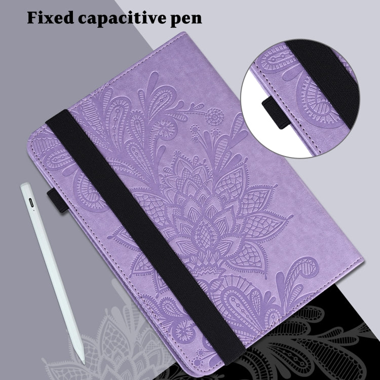 For Lenovo Pad Plus 2023 11.5 inch / Tab P11 Gen 2 Lace Flower Embossing Pattern Leather Tablet Case(Purple) - Lenovo by PMC TechLife | Online Shopping South Africa | PMC TechLife | Buy Now Pay Later Mobicred