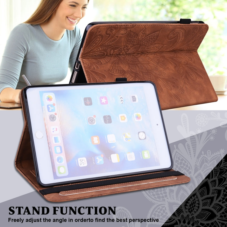 For Lenovo Pad Plus 2023 11.5 inch / Tab P11 Gen 2 Lace Flower Embossing Pattern Leather Tablet Case(Brown) - Lenovo by PMC TechLife | Online Shopping South Africa | PMC TechLife | Buy Now Pay Later Mobicred