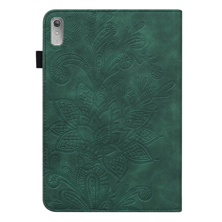 For Lenovo Pad Plus 2023 11.5 inch / Tab P11 Gen 2 Lace Flower Embossing Pattern Leather Tablet Case(Green) - Lenovo by PMC TechLife | Online Shopping South Africa | PMC TechLife | Buy Now Pay Later Mobicred