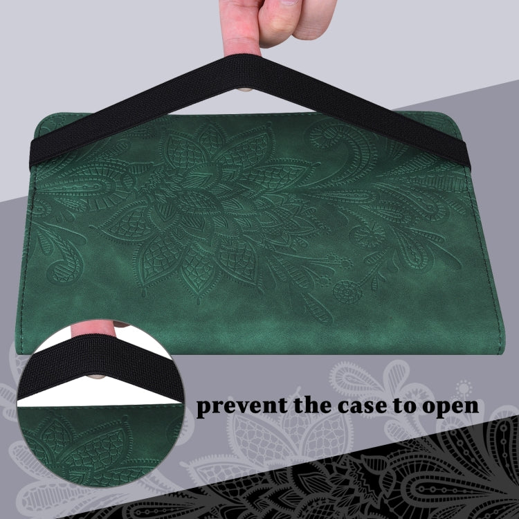 For Lenovo Pad Plus 2023 11.5 inch / Tab P11 Gen 2 Lace Flower Embossing Pattern Leather Tablet Case(Green) - Lenovo by PMC TechLife | Online Shopping South Africa | PMC TechLife | Buy Now Pay Later Mobicred
