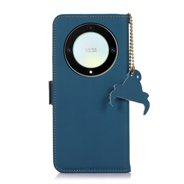 For Honor X9a 4G Genuine Leather Magnetic RFID Leather Phone Case(Blue) - Honor Cases by PMC TechLife | Online Shopping South Africa | PMC TechLife | Buy Now Pay Later Mobicred