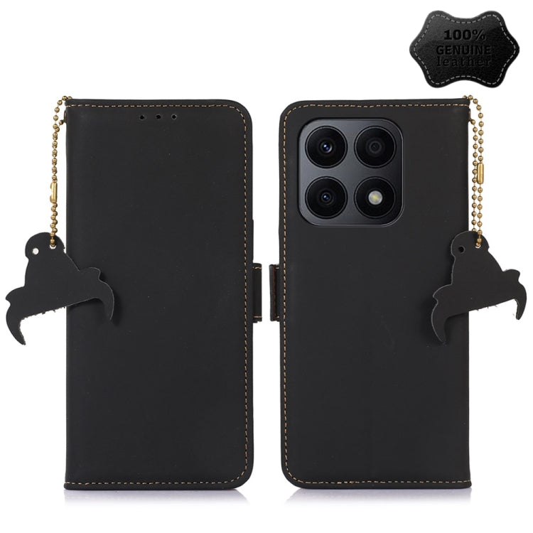 For Honor X8a 4G Genuine Leather Magnetic RFID Leather Phone Case(Black) - Honor Cases by PMC TechLife | Online Shopping South Africa | PMC TechLife | Buy Now Pay Later Mobicred