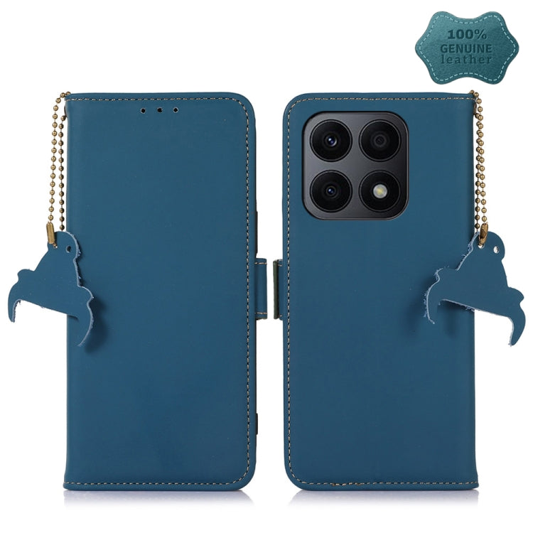 For Honor X8a 4G Genuine Leather Magnetic RFID Leather Phone Case(Blue) - Honor Cases by PMC TechLife | Online Shopping South Africa | PMC TechLife | Buy Now Pay Later Mobicred