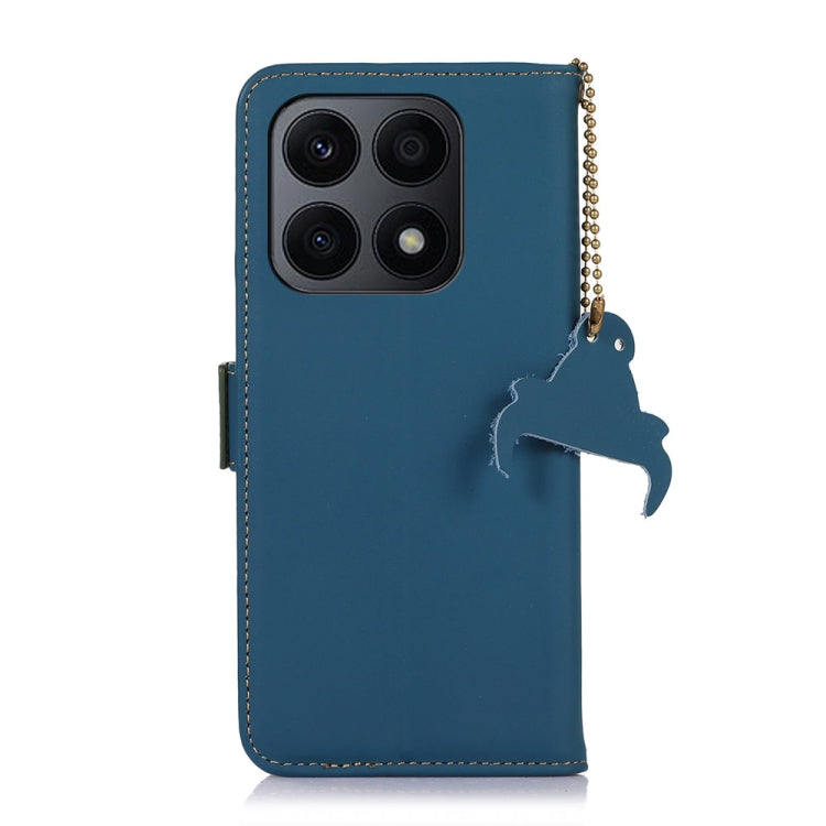 For Honor X8a 4G Genuine Leather Magnetic RFID Leather Phone Case(Blue) - Honor Cases by PMC TechLife | Online Shopping South Africa | PMC TechLife | Buy Now Pay Later Mobicred