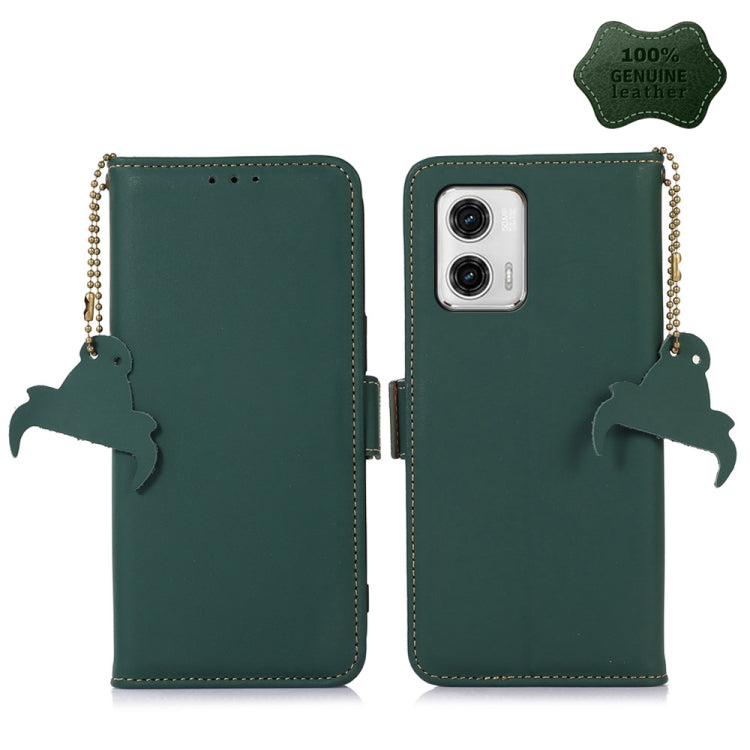 For Motorola Moto G73 5G Genuine Leather Magnetic RFID Leather Phone Case(Green) - Motorola Cases by PMC TechLife | Online Shopping South Africa | PMC TechLife | Buy Now Pay Later Mobicred