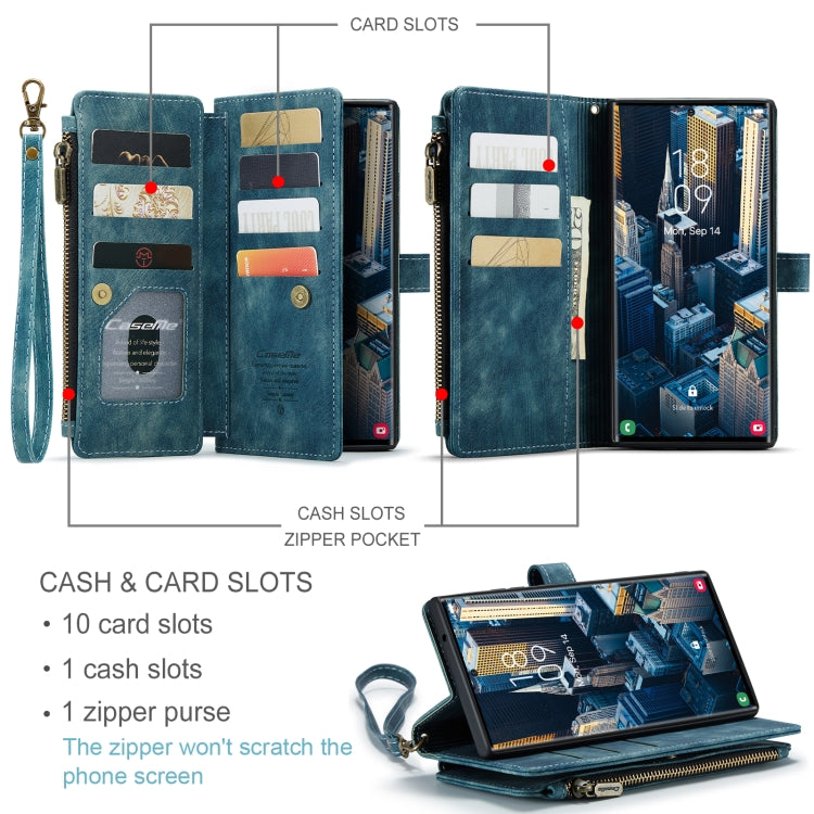 For Samsung Galaxy S23 Ultra 5G CaseMe C30 Multifunctional Leather Phone Case(Blue) - Galaxy S23 Ultra 5G Cases by CaseMe | Online Shopping South Africa | PMC Jewellery | Buy Now Pay Later Mobicred