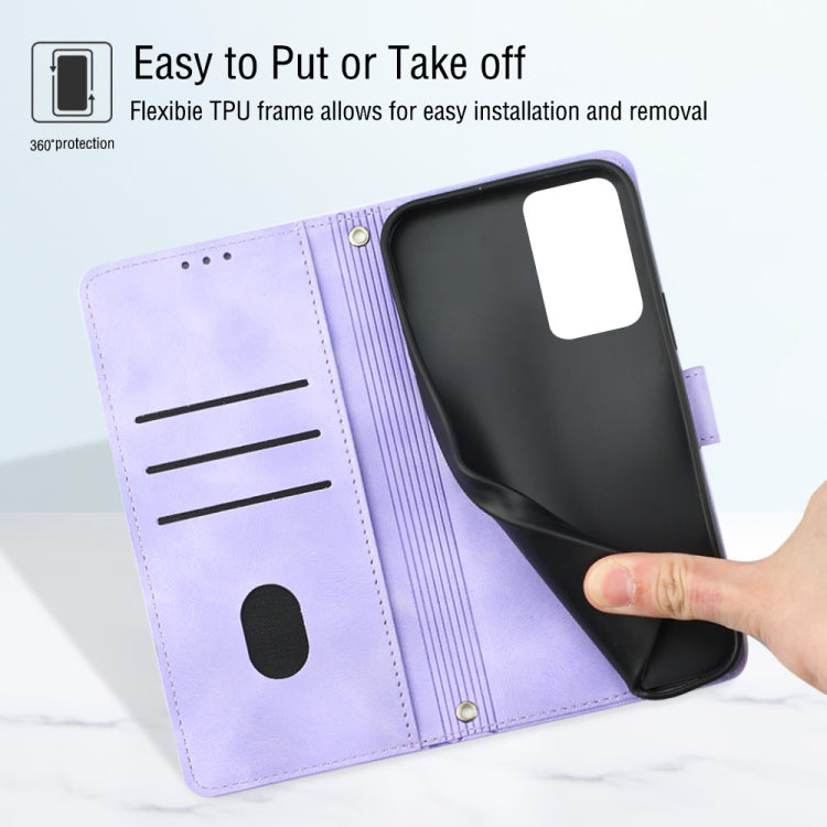 For OPPO Reno7 5G Foreign / Find X5 Lite Skin-feel Embossed Leather Phone Case(Light Purple) - OPPO Cases by PMC TechLife | Online Shopping South Africa | PMC TechLife | Buy Now Pay Later Mobicred