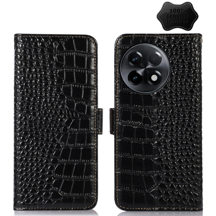 For OnePlus Ace 2 5G Crocodile Top Layer Cowhide Leather Phone Case(Black) - OnePlus Cases by PMC TechLife | Online Shopping South Africa | PMC TechLife | Buy Now Pay Later Mobicred
