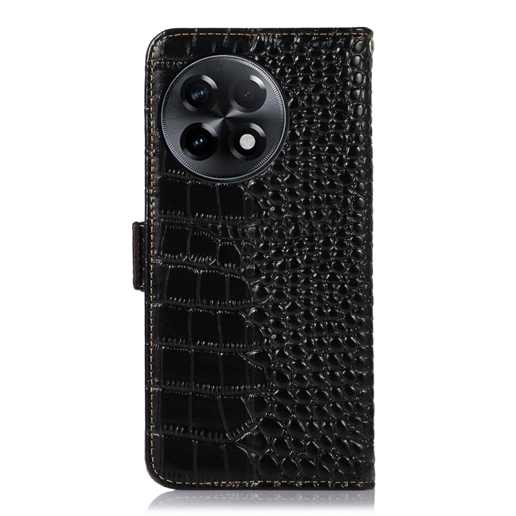 For OnePlus Ace 2 5G Crocodile Top Layer Cowhide Leather Phone Case(Black) - OnePlus Cases by PMC TechLife | Online Shopping South Africa | PMC TechLife | Buy Now Pay Later Mobicred