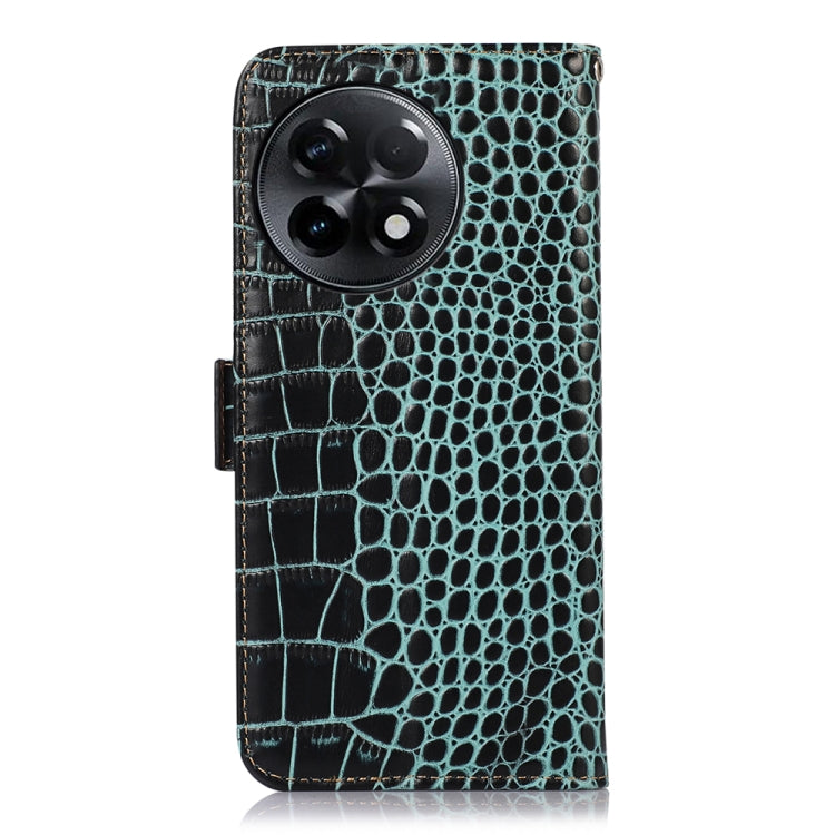 For OnePlus Ace 2 5G Crocodile Top Layer Cowhide Leather Phone Case(Green) - OnePlus Cases by PMC TechLife | Online Shopping South Africa | PMC TechLife | Buy Now Pay Later Mobicred
