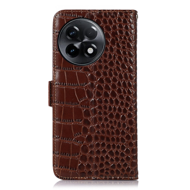 For OnePlus Ace 2 5G Crocodile Top Layer Cowhide Leather Phone Case(Brown) - OnePlus Cases by PMC TechLife | Online Shopping South Africa | PMC TechLife | Buy Now Pay Later Mobicred