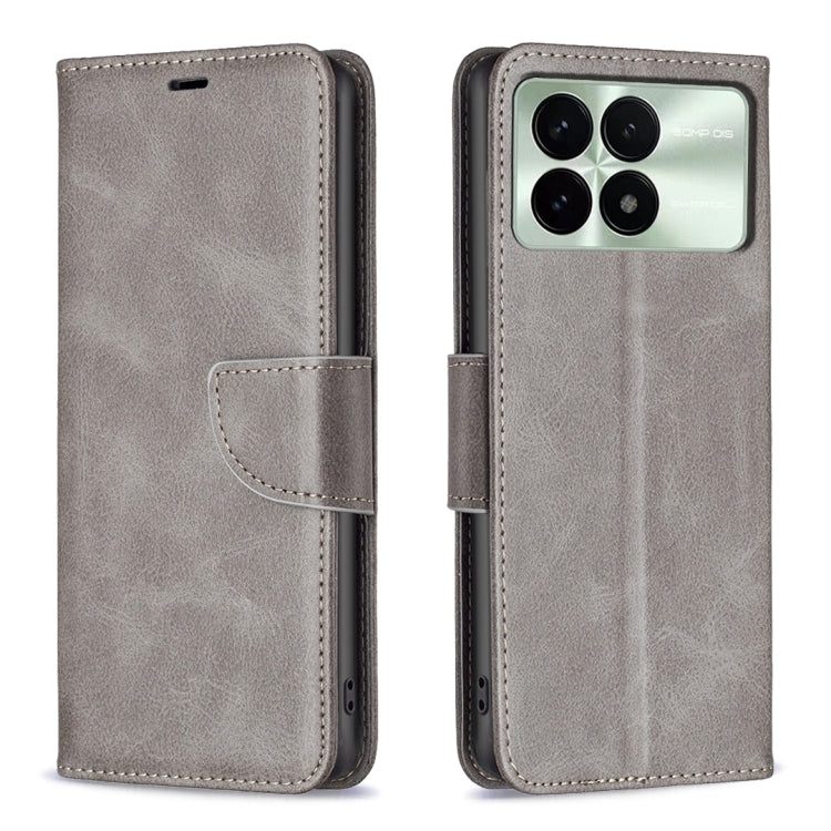 For Xiaomi Redmi K70 / K70 Pro Lambskin Texture Pure Color Flip Leather Phone Case(Grey) - Xiaomi Cases by PMC Jewellery | Online Shopping South Africa | PMC Jewellery | Buy Now Pay Later Mobicred