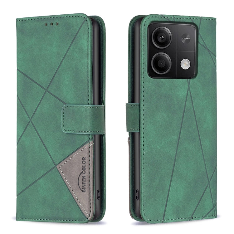 For Xiaomi Redmi Note 13 4G Global Magnetic Buckle Rhombus Texture Leather Phone Case(Green) - free shipping - PMC TechLife - Order now!