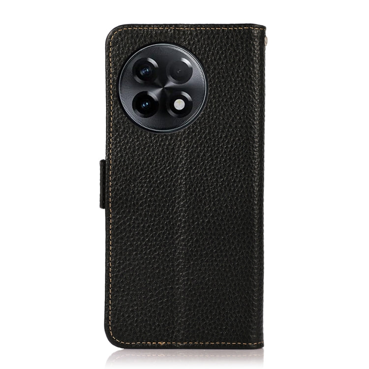 For OnePlus Ace 2 5G KHAZNEH Side-Magnetic Litchi Genuine Leather RFID Phone Case(Black) - OnePlus Cases by PMC TechLife | Online Shopping South Africa | PMC TechLife | Buy Now Pay Later Mobicred