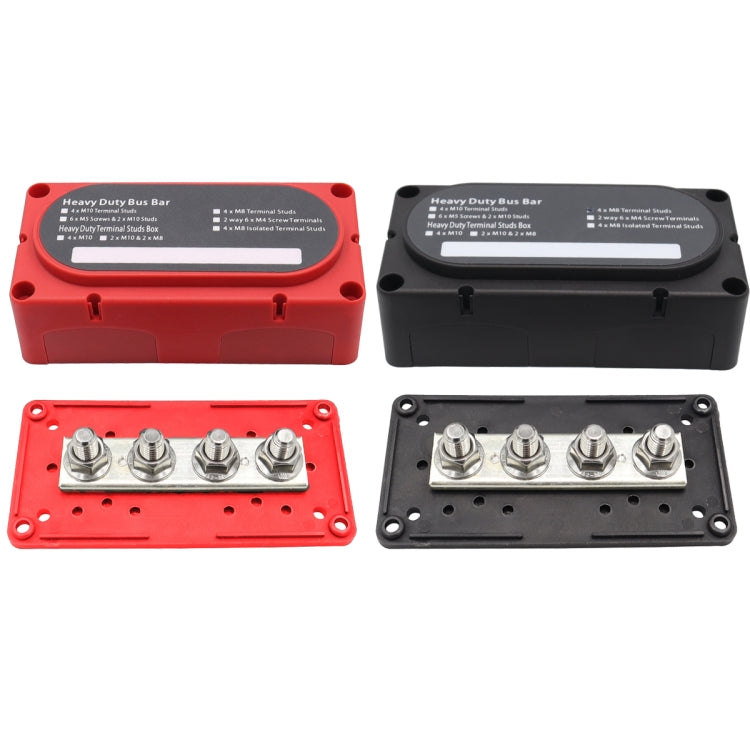 CP-3090 1 Pair  300A 48V 4-way M10 Terminal Busbar(Black + Red) - Booster Cable & Clip by PMC TechLife | Online Shopping South Africa | PMC TechLife
