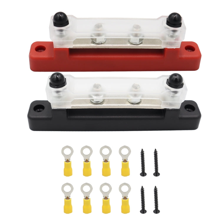 CP-3120 1 Pair 150A 12-48V RV Yacht Single-row 2-way Busbar with 8pcs Terminals(Black + Red) - Booster Cable & Clip by PMC TechLife | Online Shopping South Africa | PMC TechLife | Buy Now Pay Later Mobicred