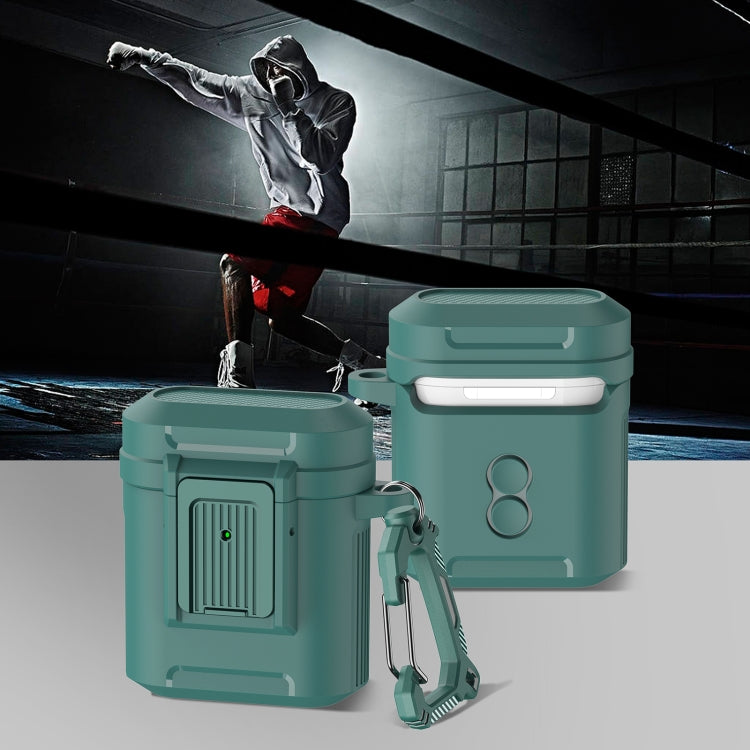 For AirPods 1 / 2 Earphone TPU + PC Protective Case(Dark Green) - For AirPods 1/2 by PMC Jewellery | Online Shopping South Africa | PMC Jewellery | Buy Now Pay Later Mobicred