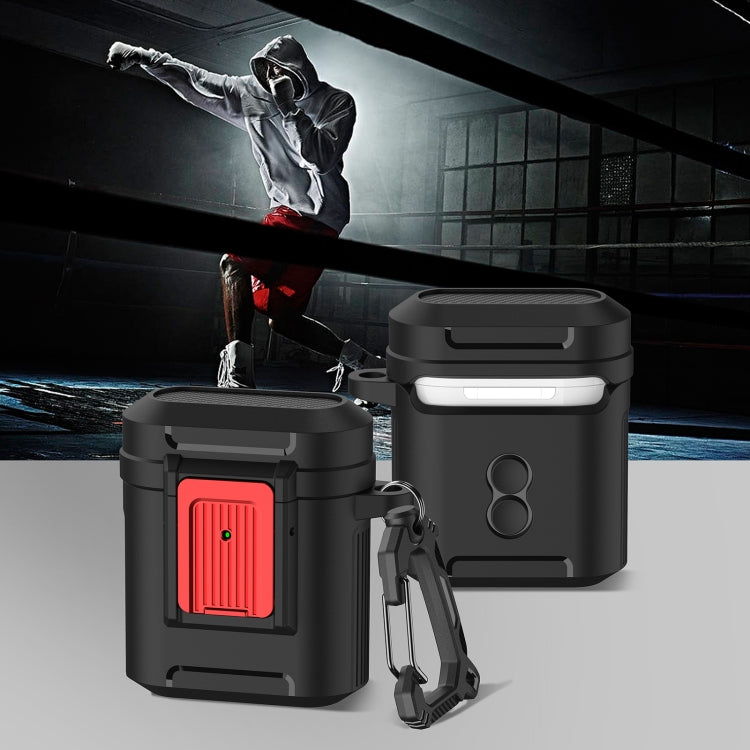 For AirPods 1 / 2 Earphone TPU + PC Protective Case(Black+Red) - For AirPods 1/2 by PMC Jewellery | Online Shopping South Africa | PMC Jewellery | Buy Now Pay Later Mobicred