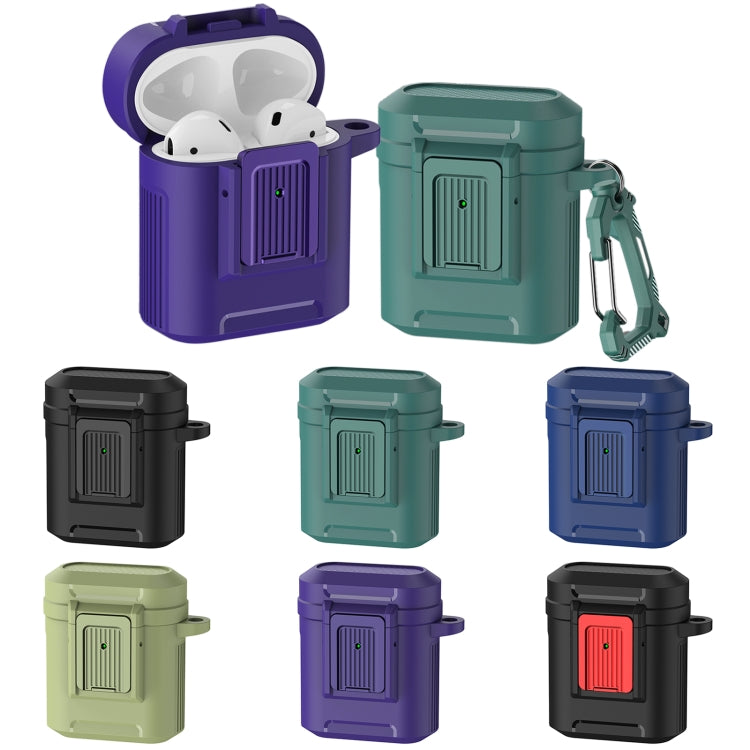 For AirPods 1 / 2 Earphone TPU + PC Protective Case(Black+Red) - For AirPods 1/2 by PMC Jewellery | Online Shopping South Africa | PMC Jewellery | Buy Now Pay Later Mobicred