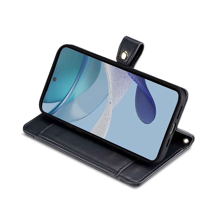 For Motorola Moto G53 5G/G13 4G/G23 4G Sheep Texture Cross-body Zipper Wallet Leather Phone Case(Black) - Motorola Cases by PMC TechLife | Online Shopping South Africa | PMC TechLife | Buy Now Pay Later Mobicred