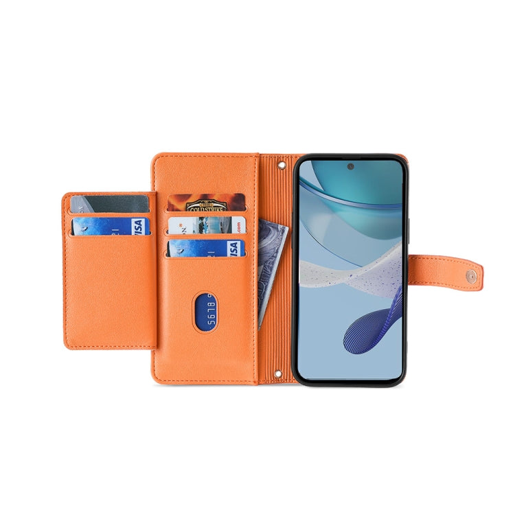 For Motorola Moto G53 5G/G13 4G/G23 4G Sheep Texture Cross-body Zipper Wallet Leather Phone Case(Orange) - Motorola Cases by PMC TechLife | Online Shopping South Africa | PMC TechLife | Buy Now Pay Later Mobicred
