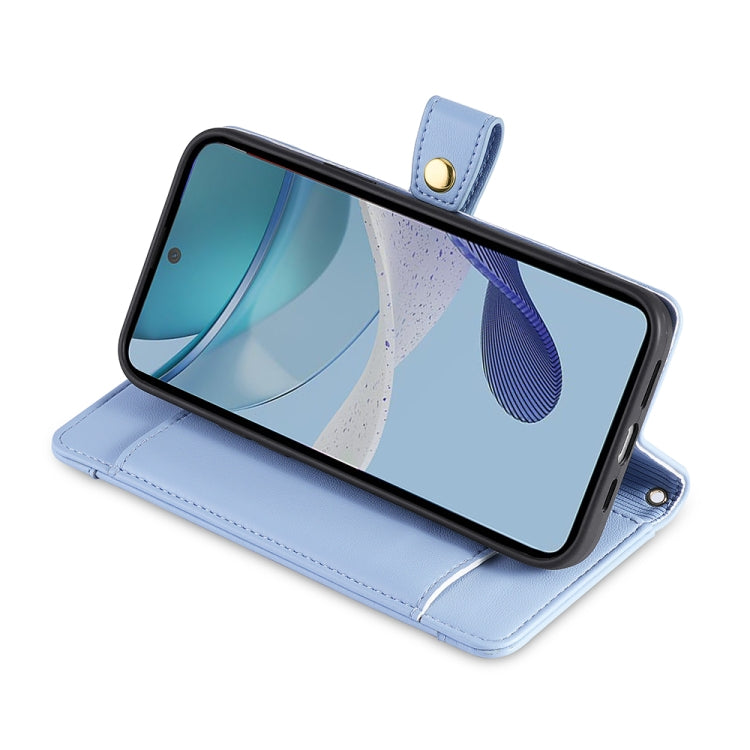 For Motorola Moto G53 5G/G13 4G/G23 4G Sheep Texture Cross-body Zipper Wallet Leather Phone Case(Blue) - Motorola Cases by PMC TechLife | Online Shopping South Africa | PMC TechLife | Buy Now Pay Later Mobicred